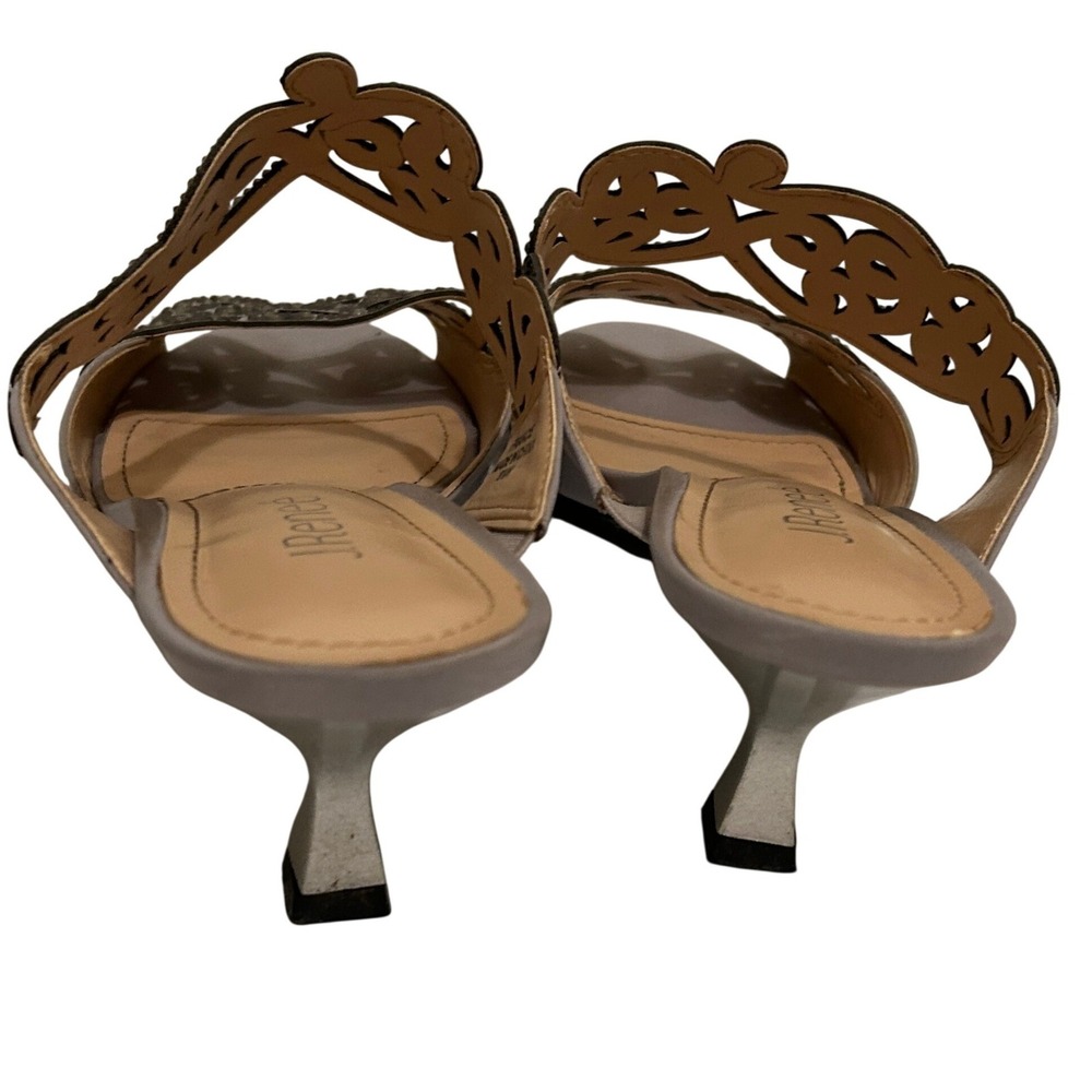 J. Renee Francie Silver Rhinestone Slide Sandal Women 8.5W - Picture 5 of 9